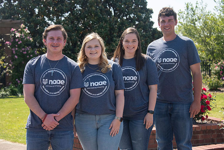 MSU students selected for a prestigious Future Agriscience Teacher Symposium include, from left, Curt Todd of Meridian; Katherine Berryhill of Mobile, Alabama; Kallie Wallace of State Line; and Carson Littleton of Jemison, Alabama.
