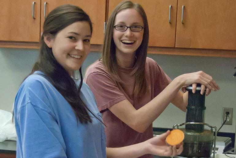 Female students in labratory