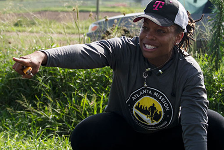 female student in the field