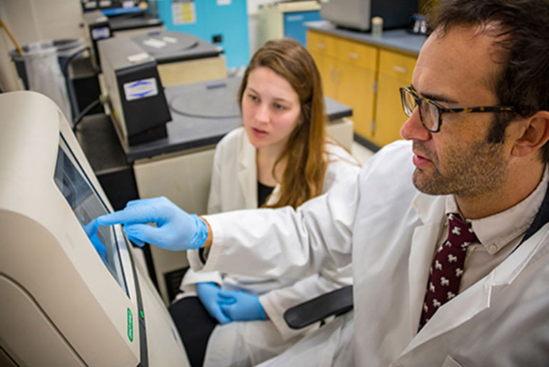 faculty and student in laboratory