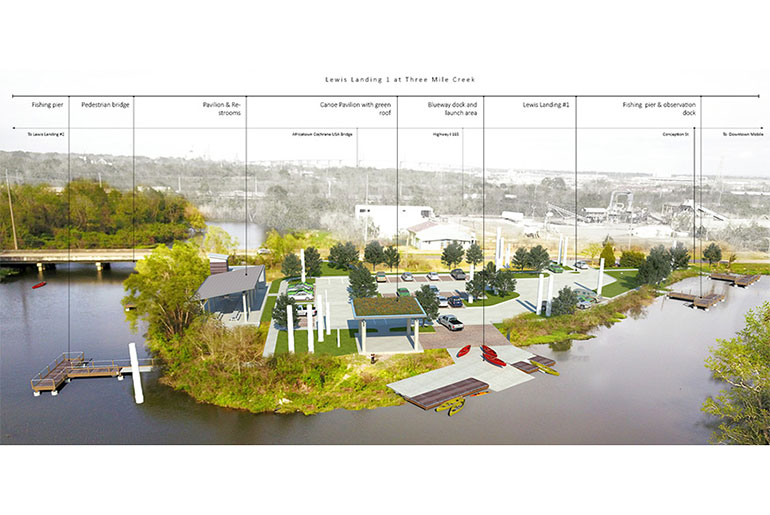 conceptual drawing of kayak launch