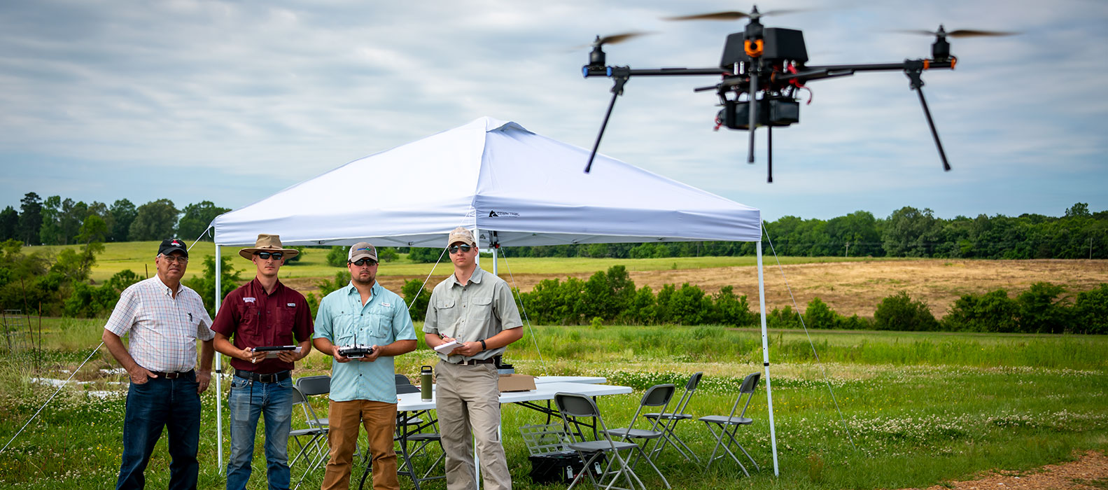 Students flying a drone