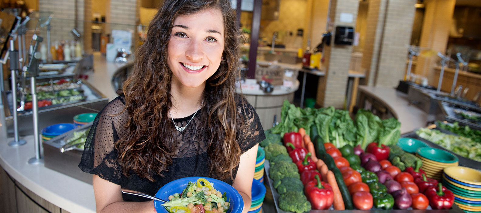 Student with nutritious food