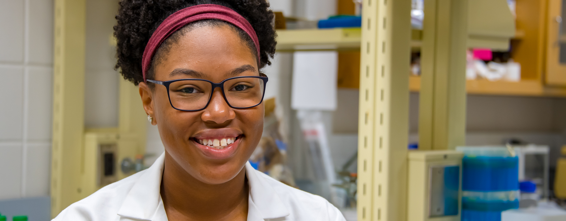 Female student in laboratory